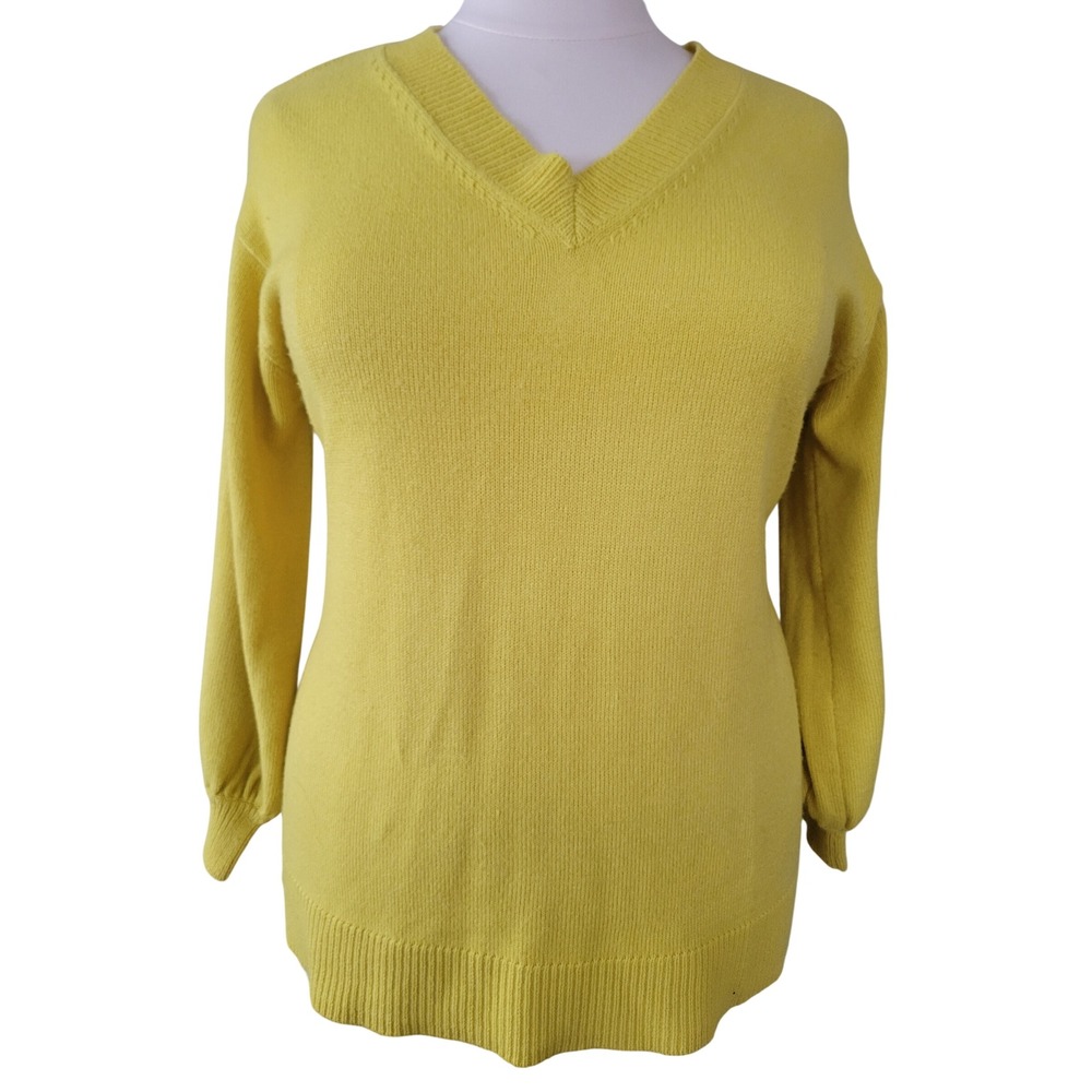 Lane Bryant V-Neck Sweater Womens 14/16 Yellow Excellent Long Sleeve Knit
